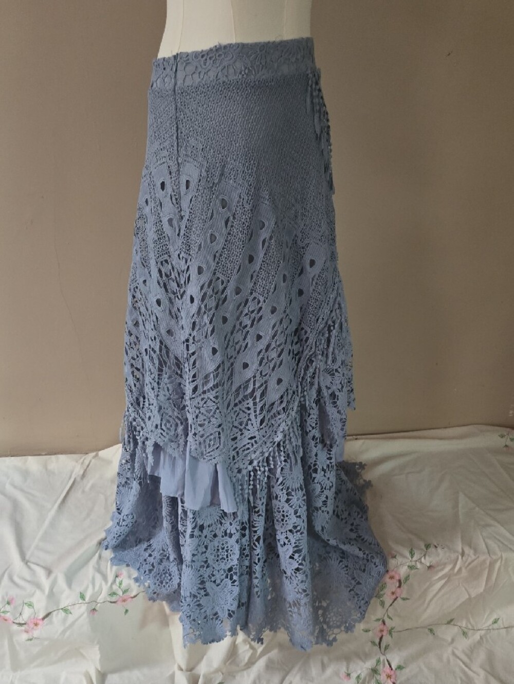 Crochet Lace Maxi Skirt in Dusty Blue - Picture 8 of 16